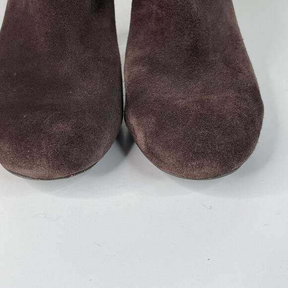 Enzo Angiolini Suede Ankle Booties Fold-Over Collar Brown Size 9M - Picture 5 of 9